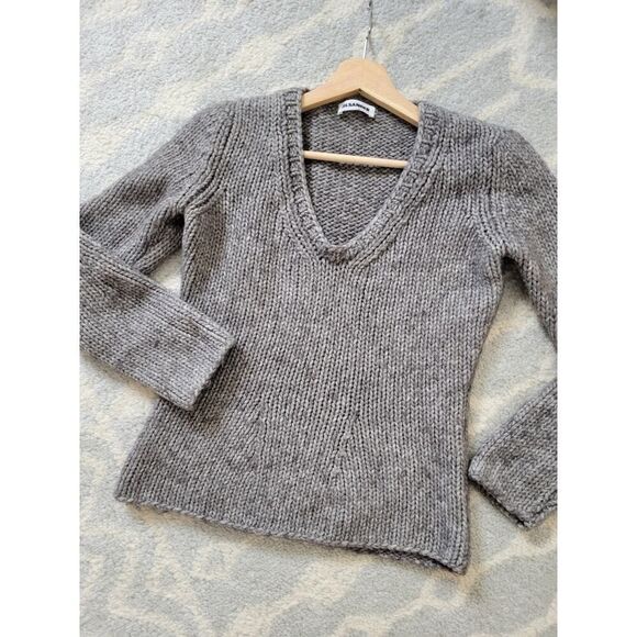 Jilsander Grey Chunky Knit V Neck Sweater M (40) - Picture 2 of 11